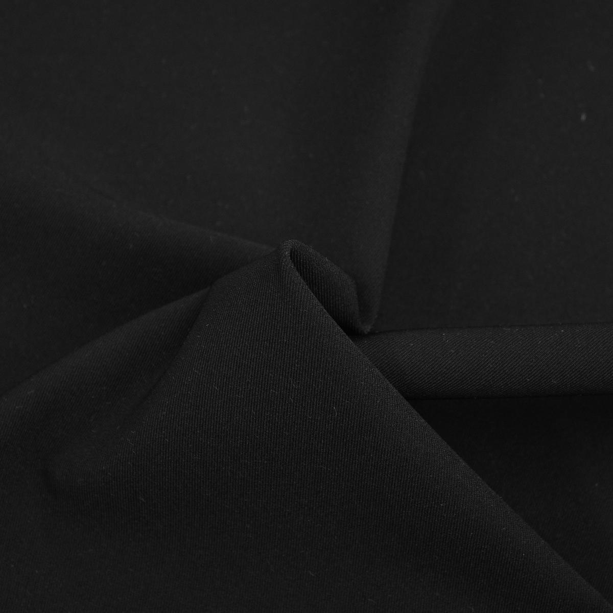 Ossy Black Polyester Twill Stretch Fabric