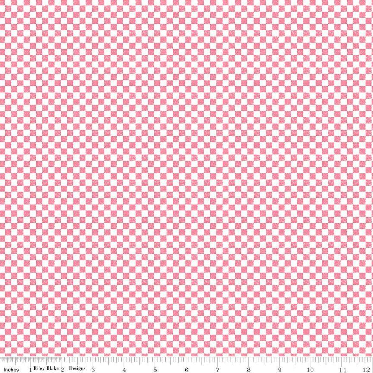 SALE Check Please! 1/4" Check C820 Sugar Pink - Riley Blake Designs - Checkered PRINTED Small Gingham - Quilting Cotton Fabric