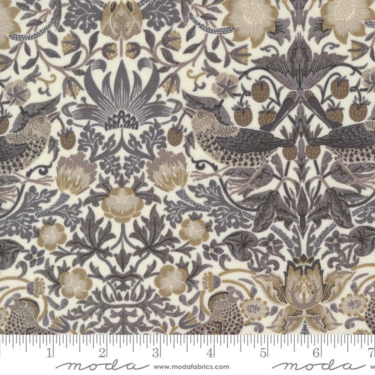 Ebony - Flowers & Birds on Cream