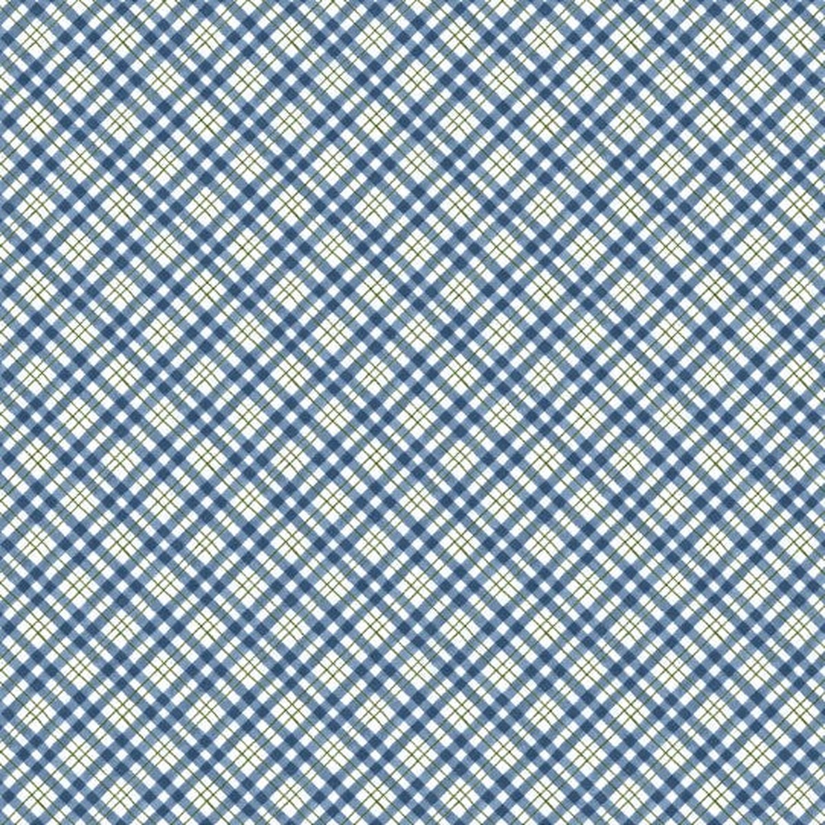 Lumin - Patchwork Picnic W105-018-506 Blue- Diagonal Plaid