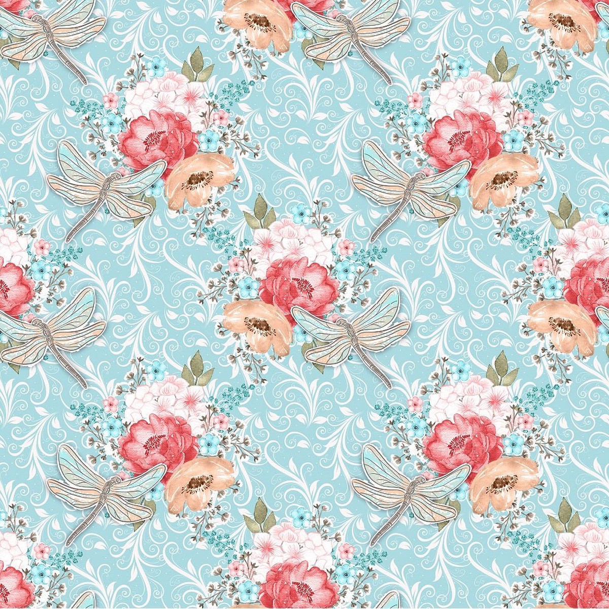 Sweet Dragonfly Main Fabric - Blue