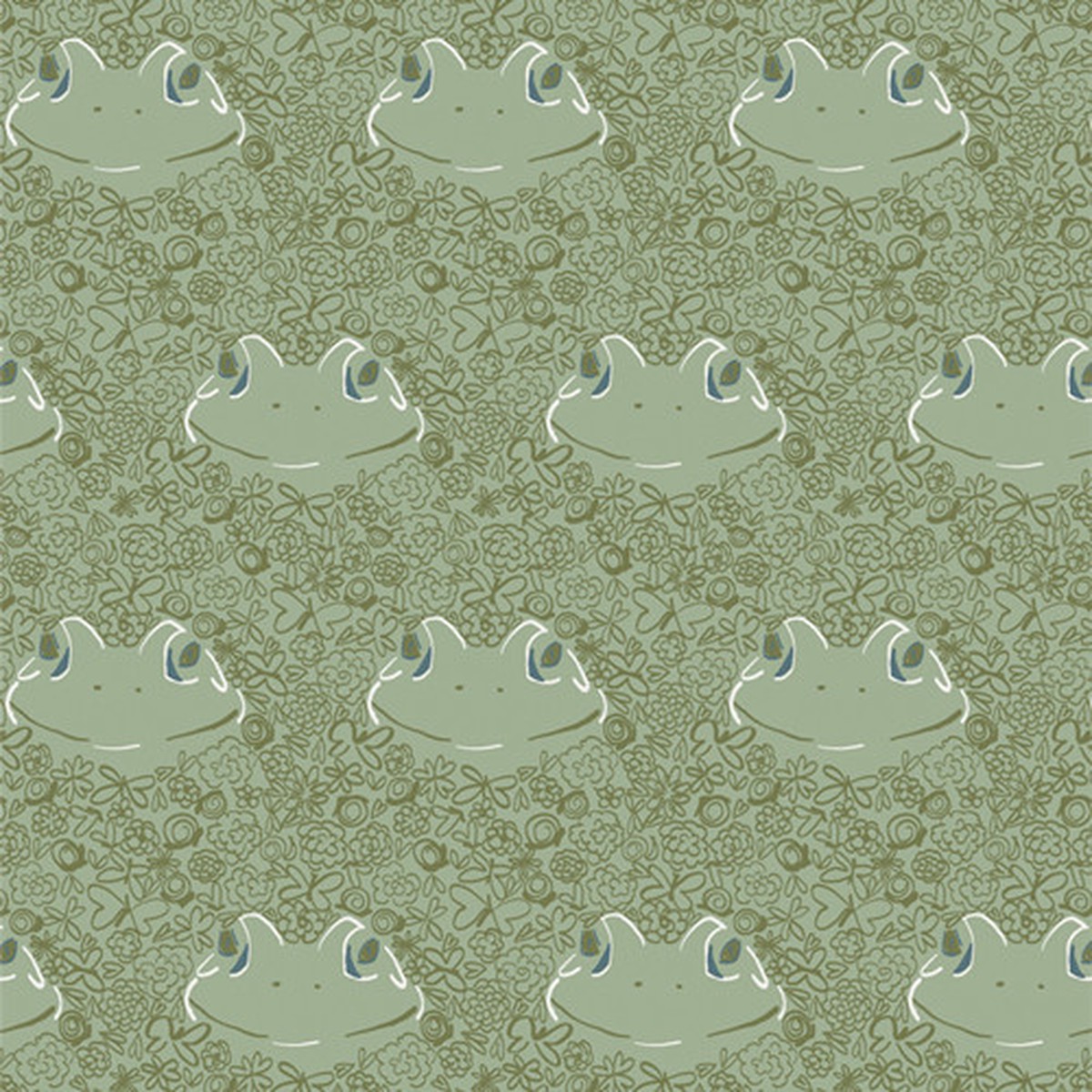 Green Frog cotton fabric Ode to Toddy AGF summer fabric QTR YD