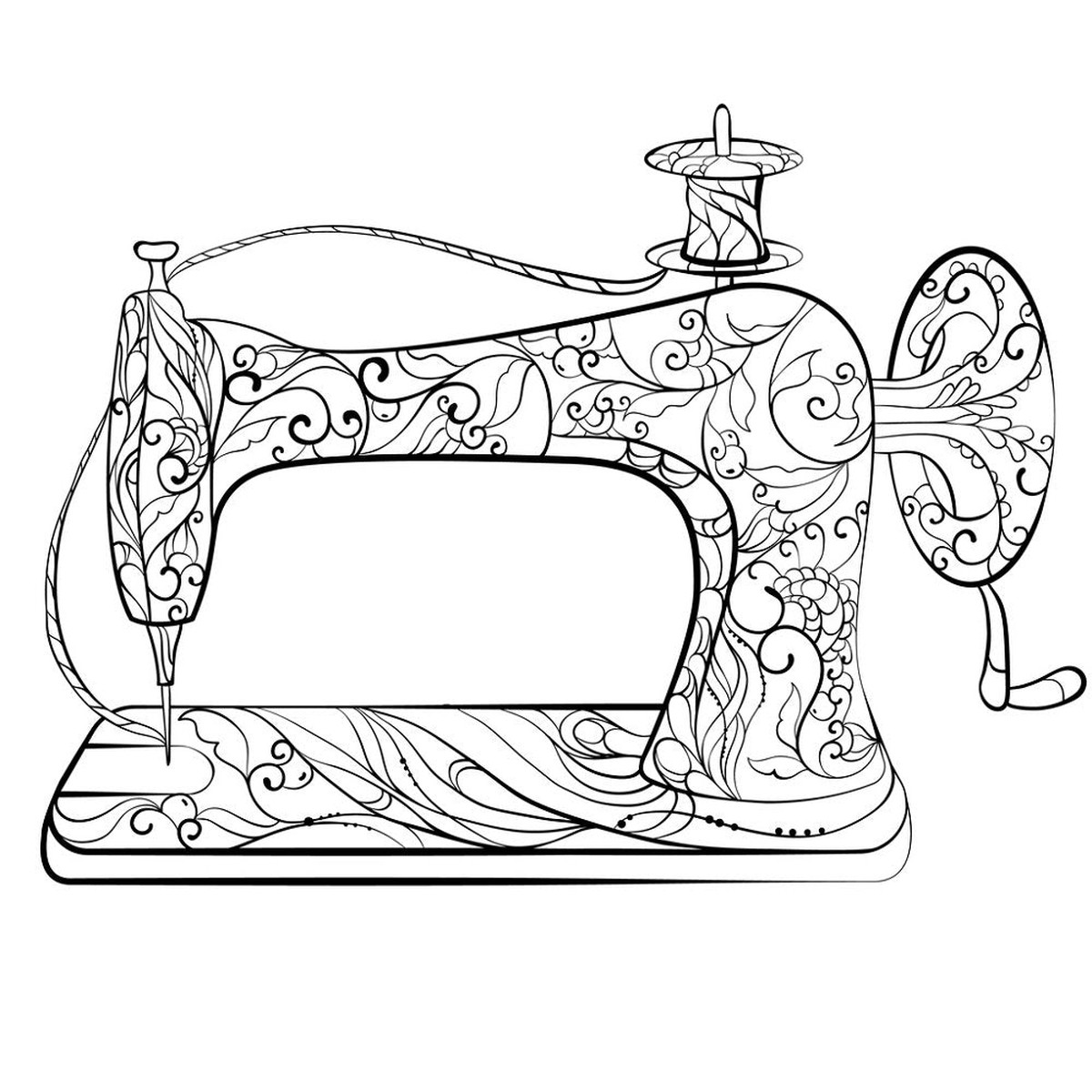 Retro Sewing Machine Fabric Panel - White