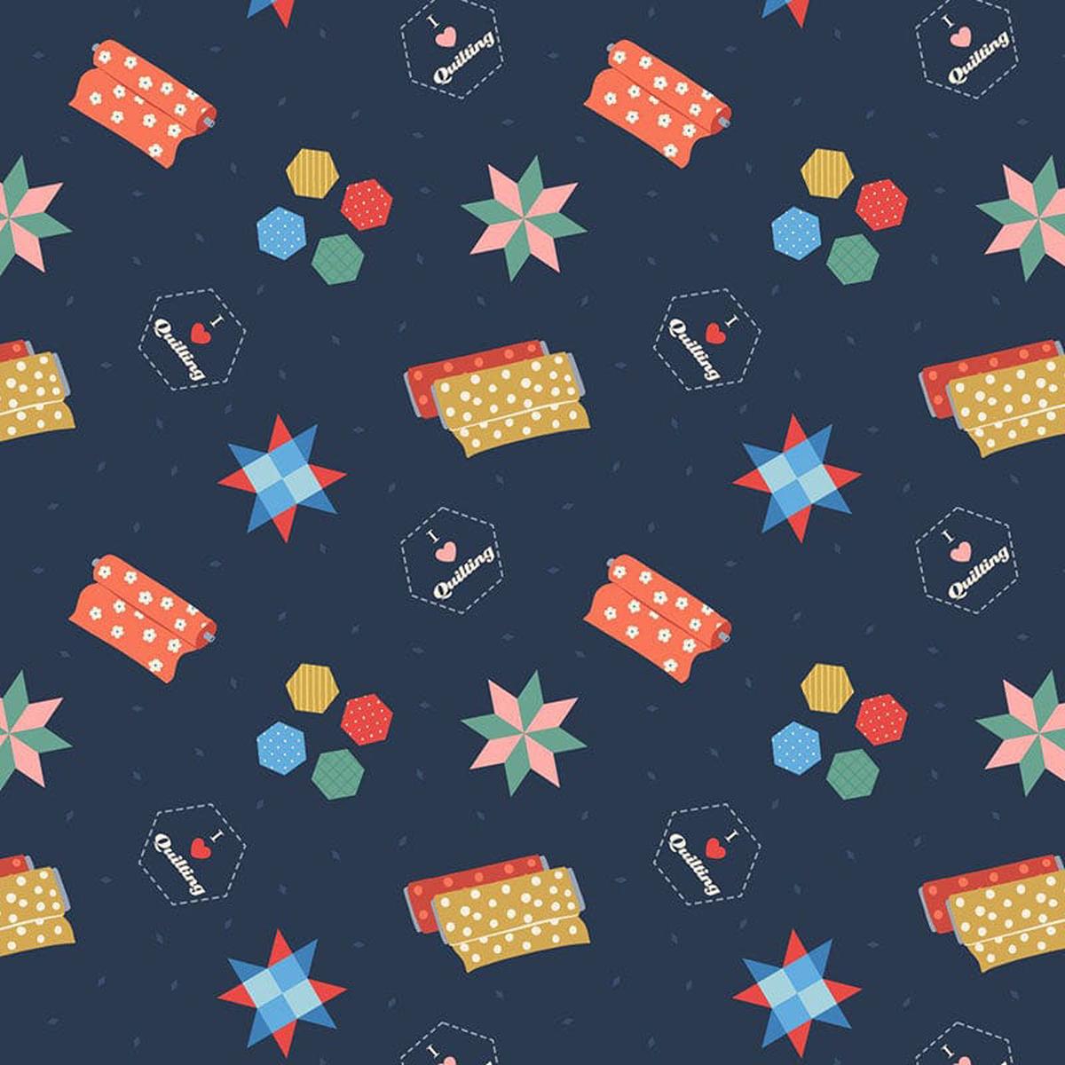 Lewis and Irene Small Things Crafts - Quilting Dark Blue