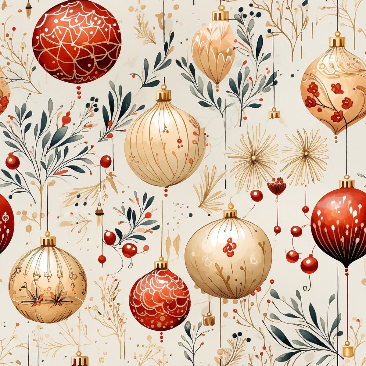 Christmas Bulbs Pattern 12 Fabric