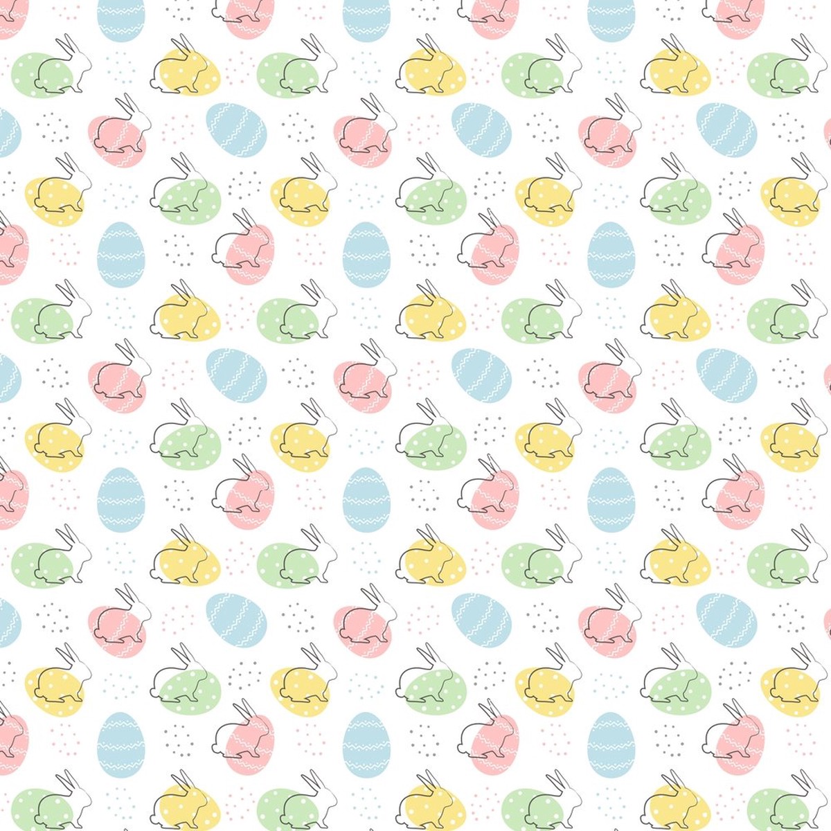 Packed Easter Bunny Silhouette Egg Fabric