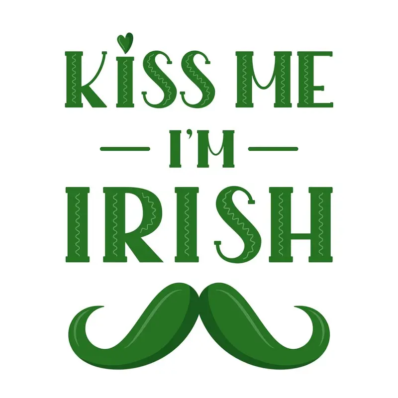 Kiss Me I'm Irish Mustache Fabric Panel