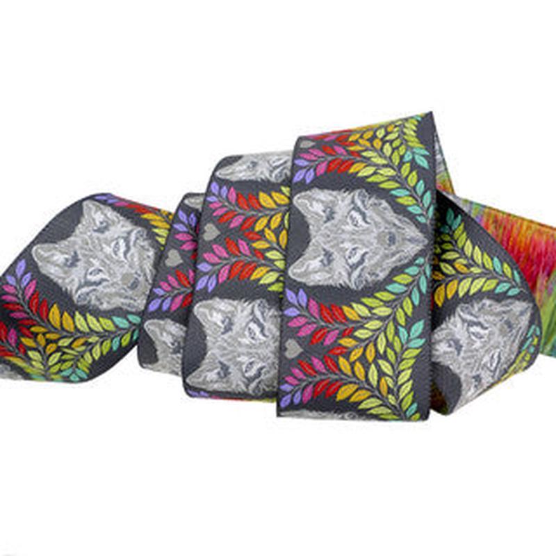 True Colors Graywork Renaissance Ribbon by Tula Pink - 2" Wolf of Pink Street in Carbon Gray - TK-137/51MM COL 01 - SOLD BY THE YARD