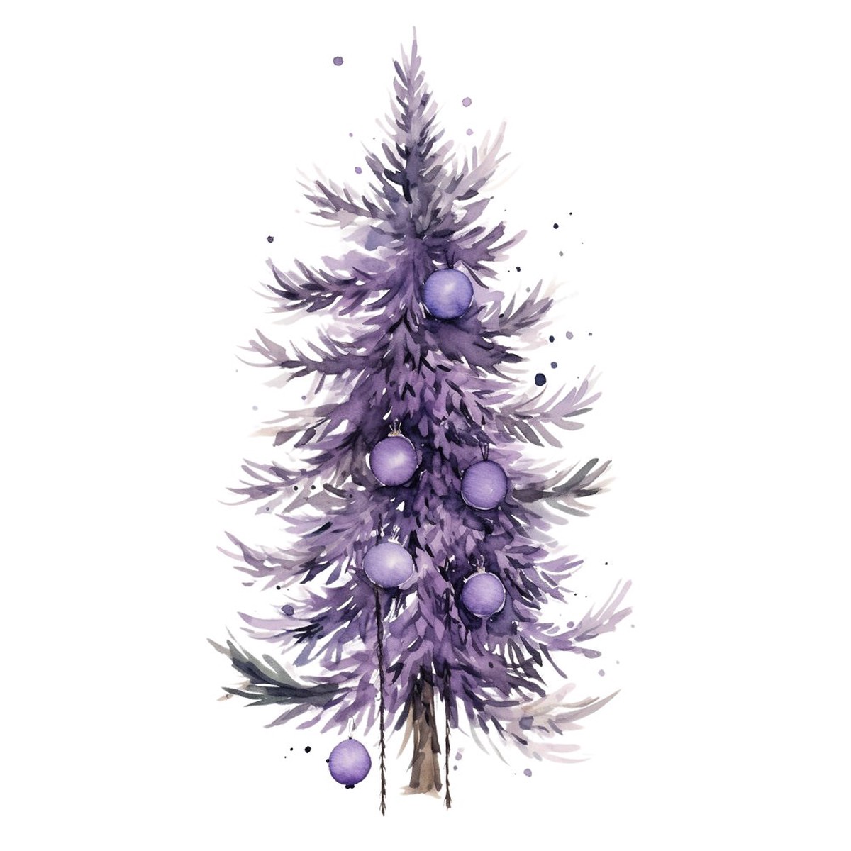 Lavender Christmas Tree Ornaments 3 Fabric Panel