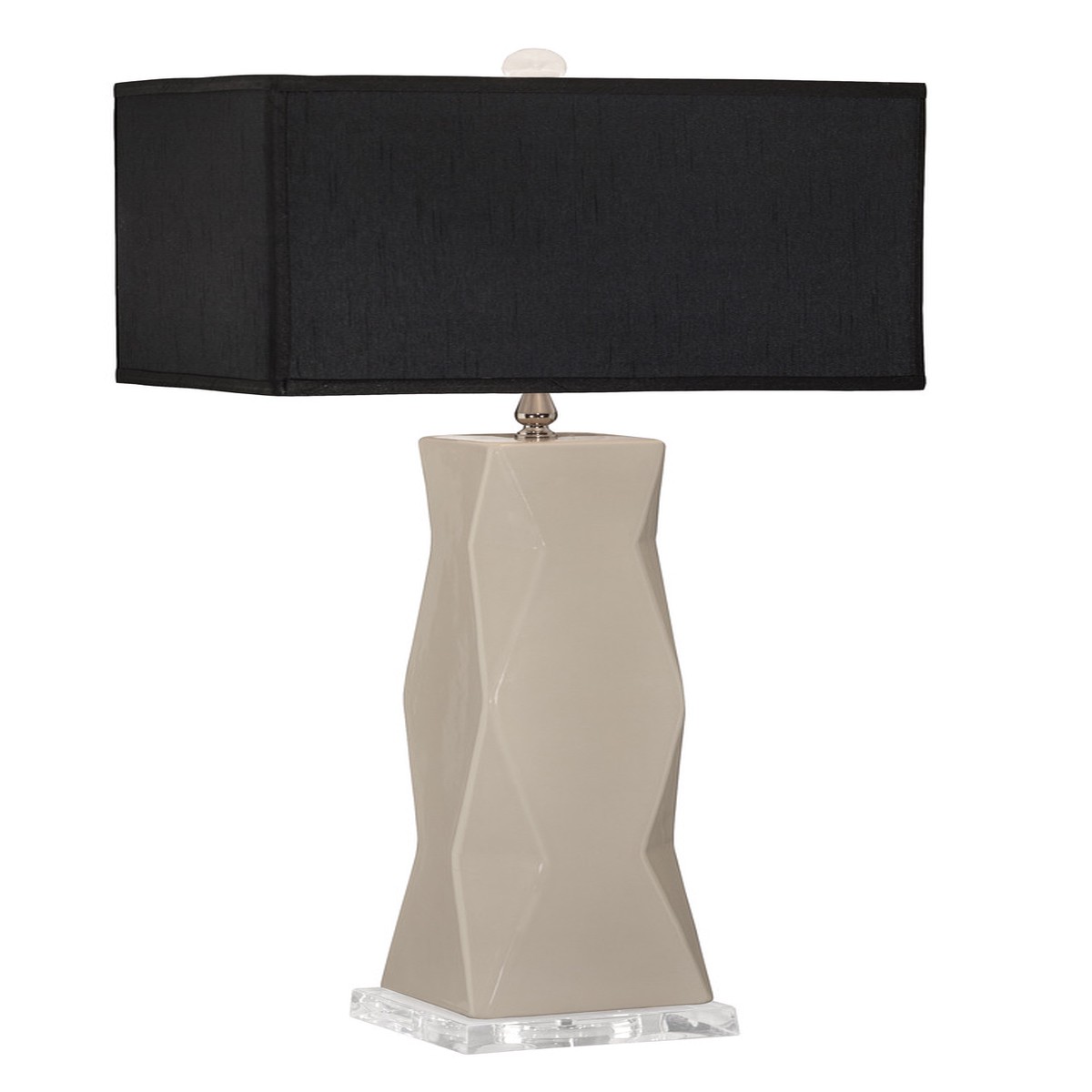 Thumprints Geo Ivory 33" Table Lamp with Black Rectangle Shade