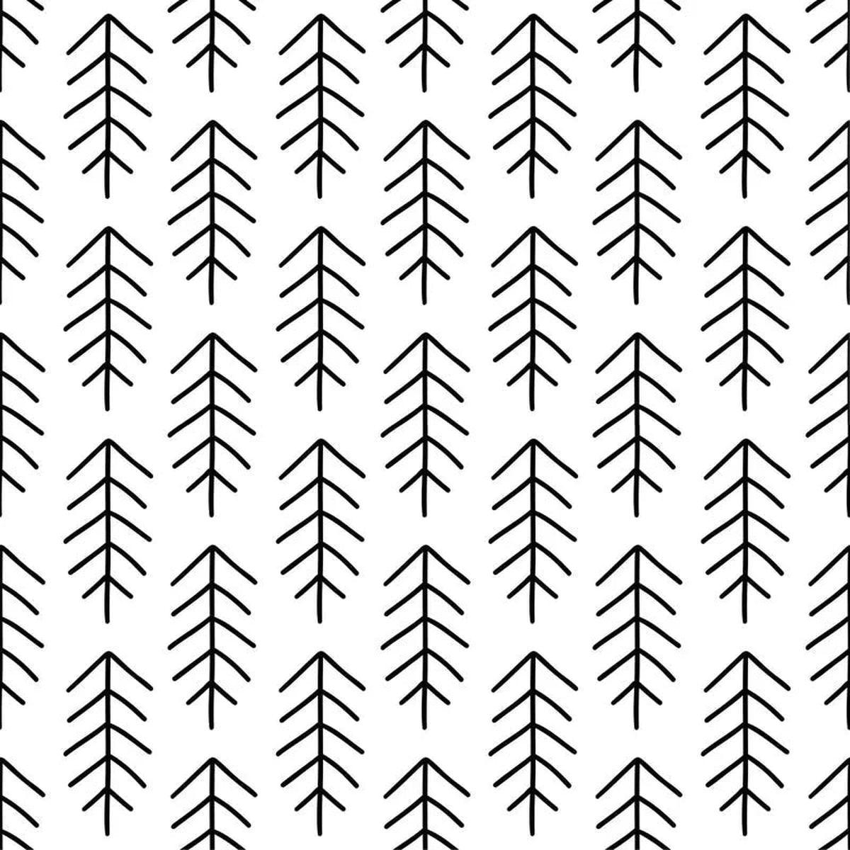 Tree Pattern 2 Fabric - Black White