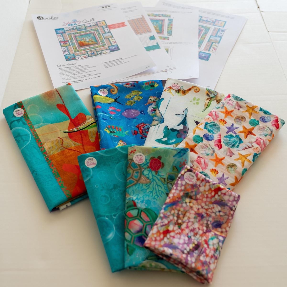 Fabric kit for SHINING SEA QUILT KIT from Shining Sea Collection by Connie Haley from 3 Wishes - SHINING SEA QUILT KIT without BACKING