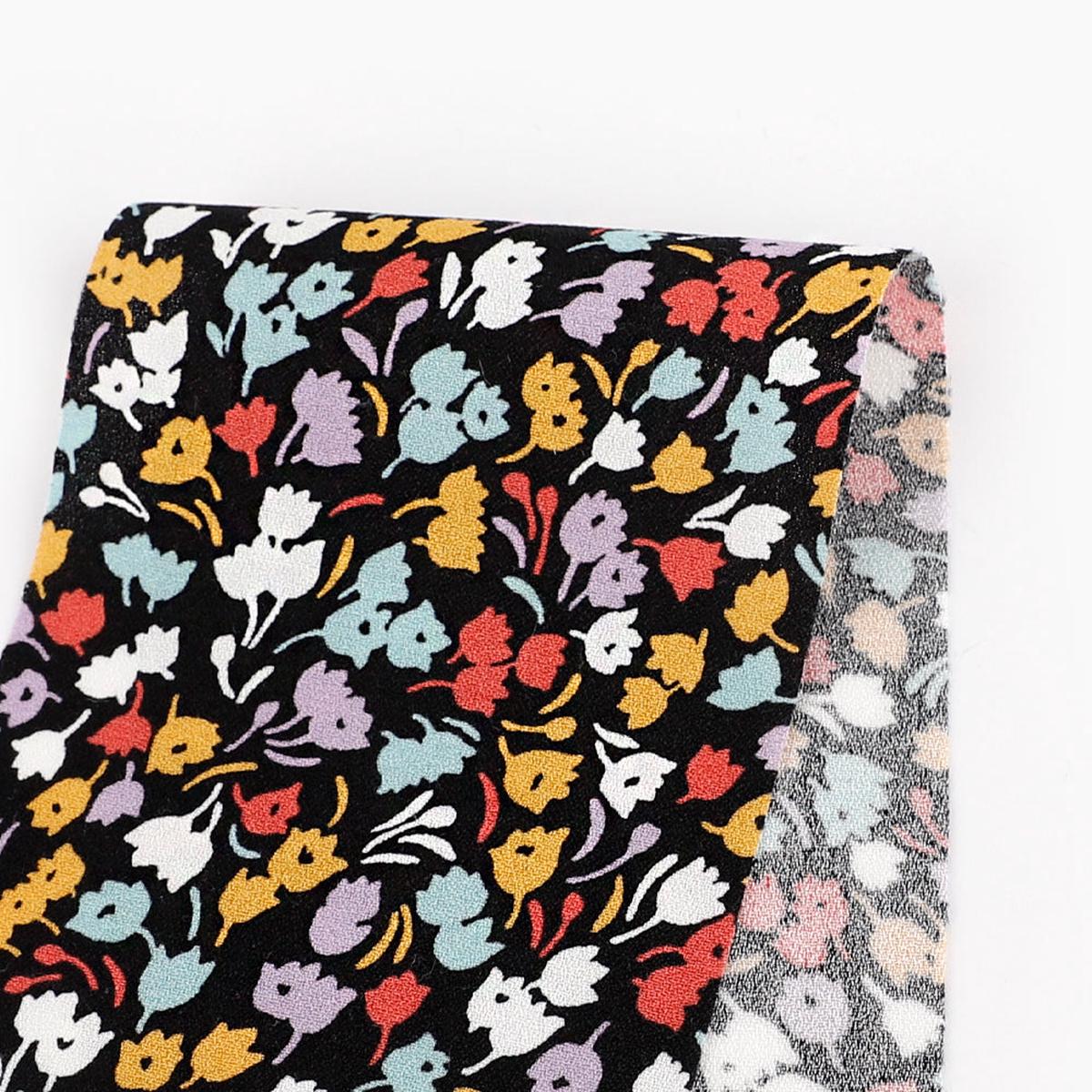 Canterbury Bells Viscose/Rayon Crepe - Black Multi