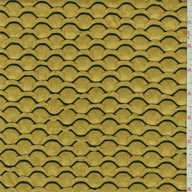 2 1/2 YD PC-Goldenrod/Black Puckered Stretch Slinky Fabric