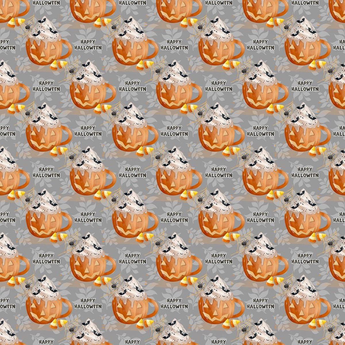 Halloween Mugs Happy Halloween Fabric - Gray