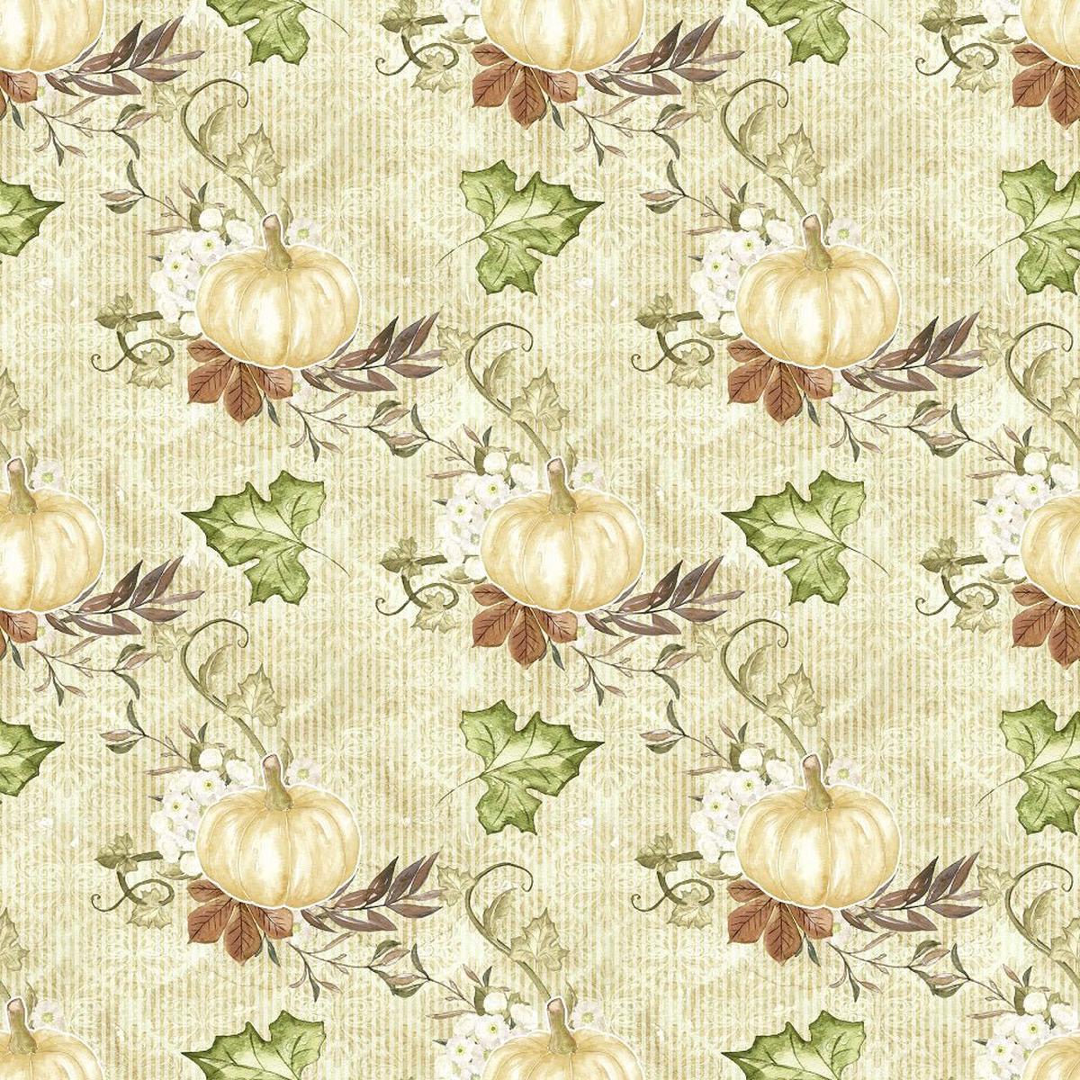 Happy Thanksgiving Pumpkins on Damask Fabric