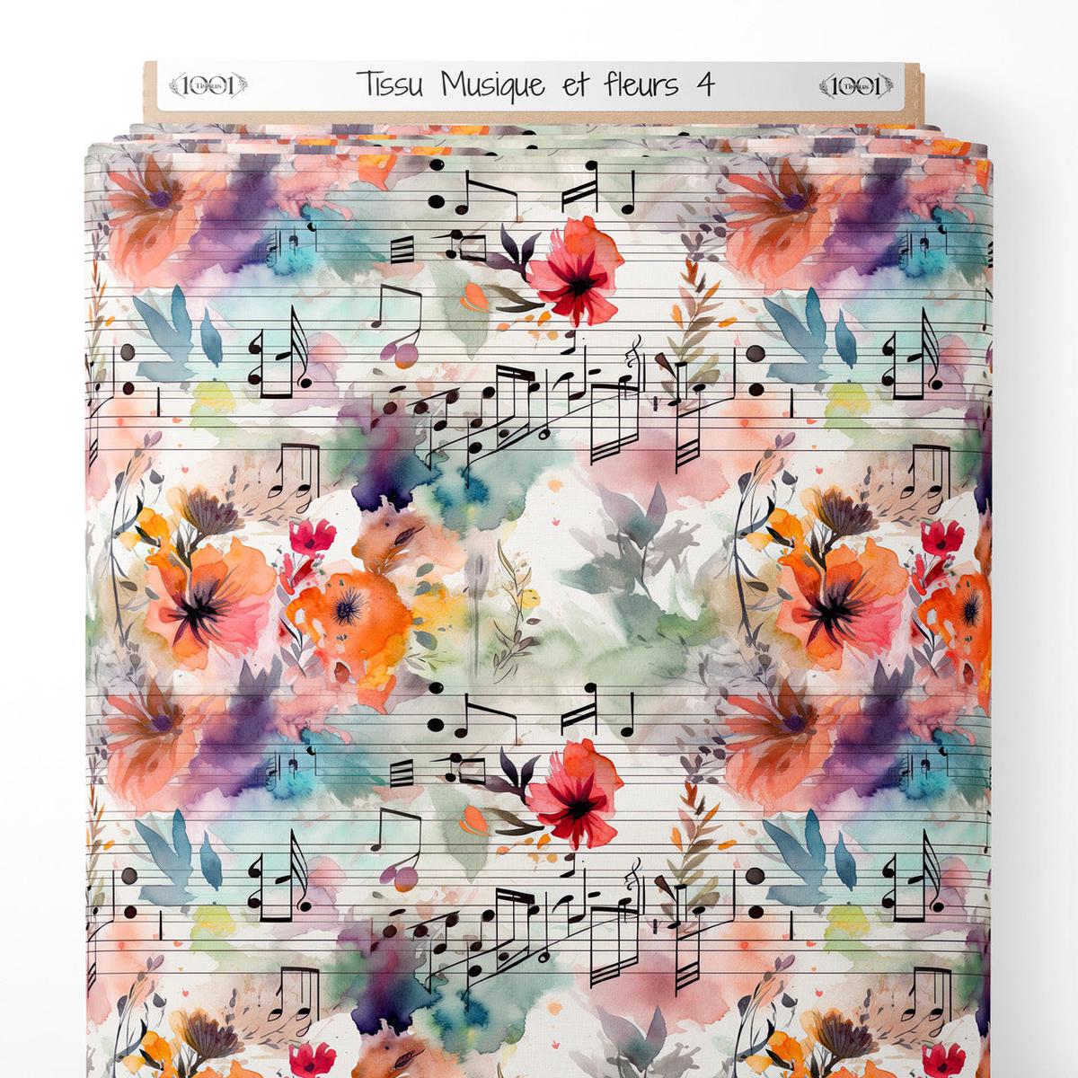 Tissu - Musique et fleurs 4