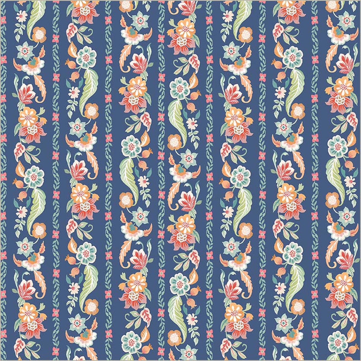 Tapestry Gilded Garland Soft Blue Cotton 4344 Fabric Per Yard