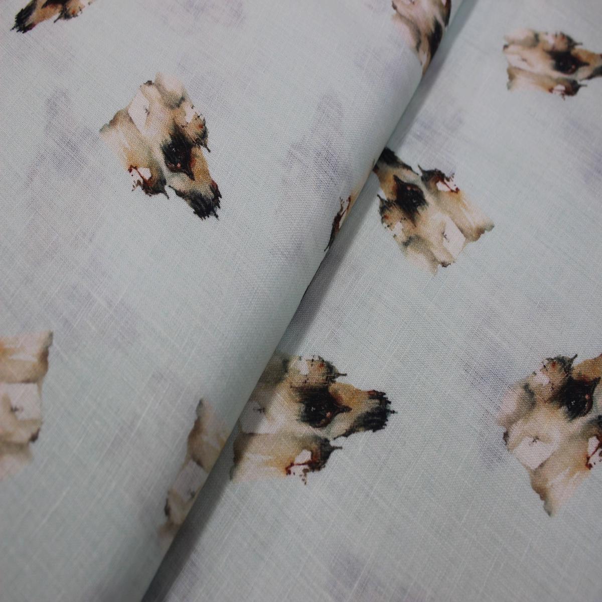 Watery Castles - Pure Linen Fabric