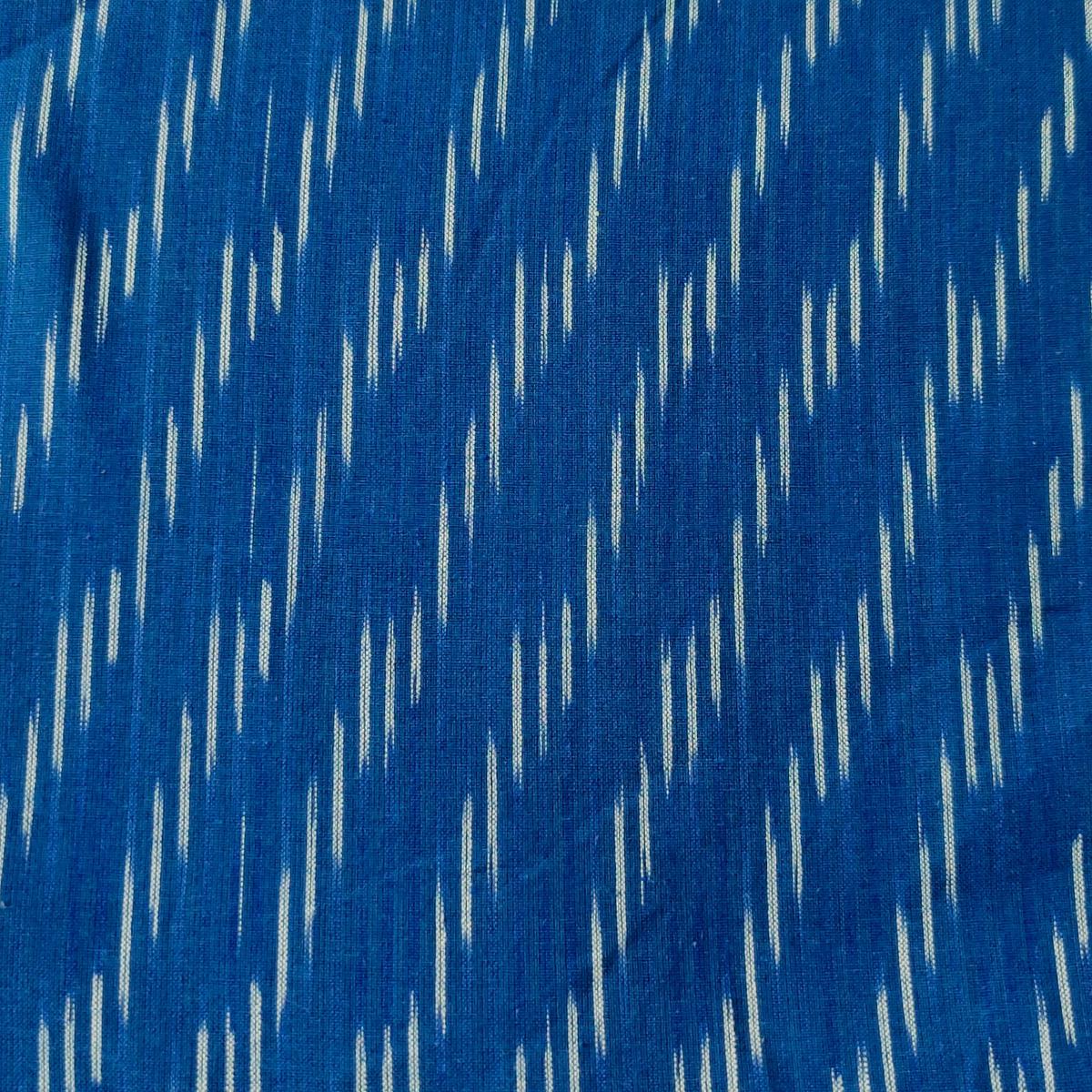 Pure Cotton Blue Ikkat With Tiny Lines Diagonal Weaves Woven Fabric
