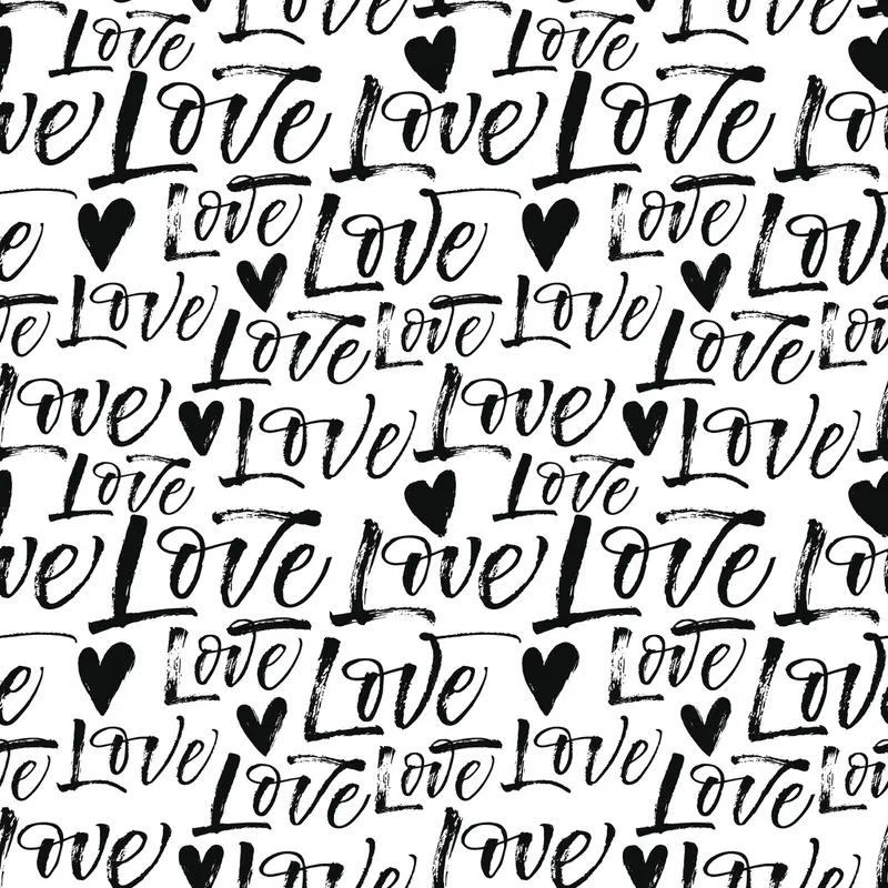 Digitally Printed Distressed Script Love & Hearts Fabric