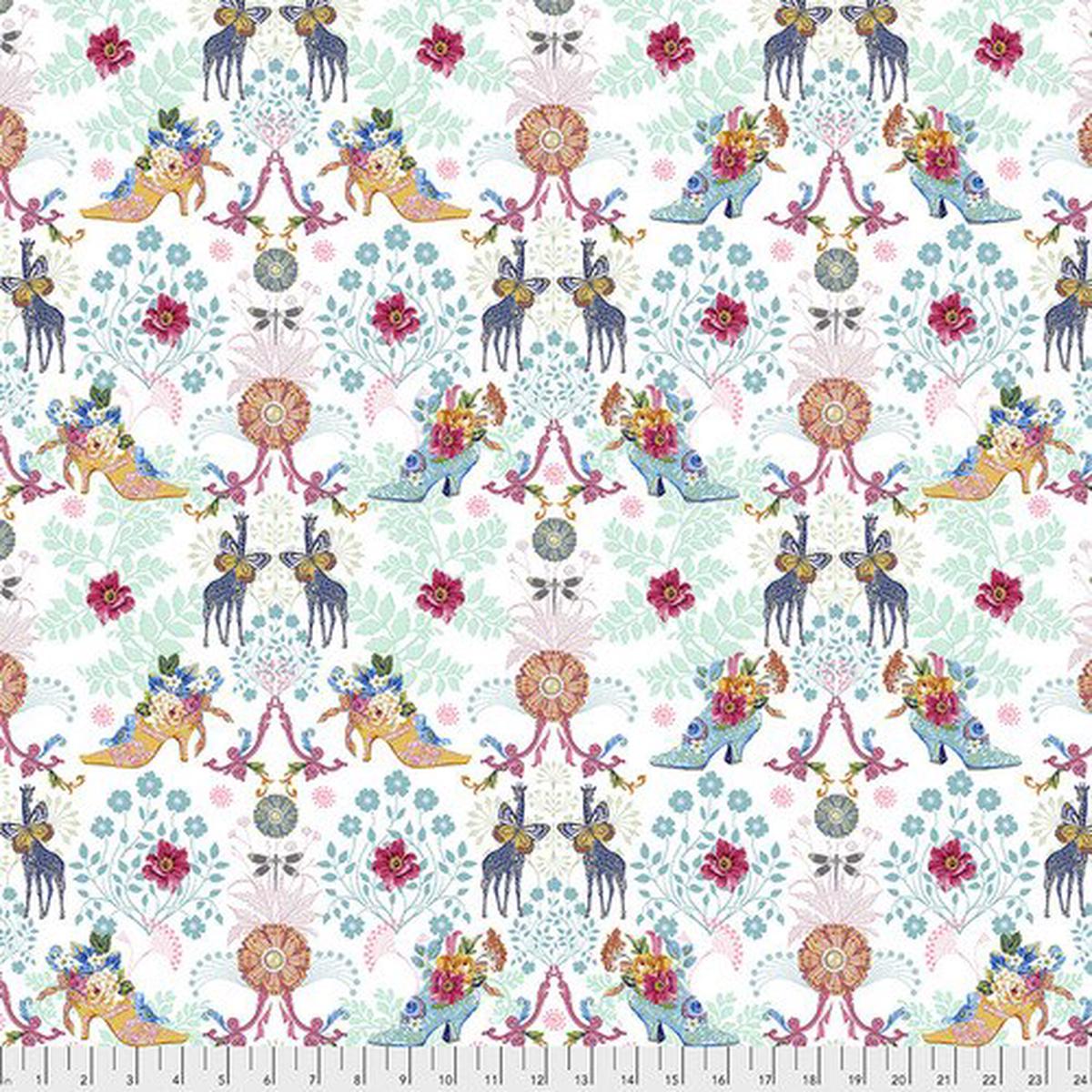 Fabric Royal Expedition, small, by Odile Bailloeul from Jardin de la Reine Collection for Free Spirit, PWOB038 WHITE