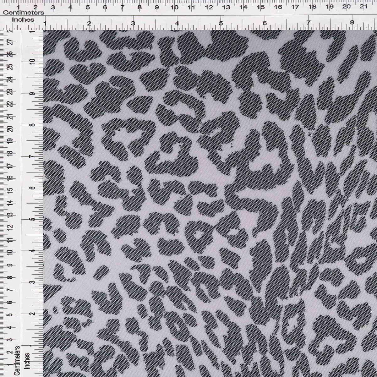 Flocked Mesh Animal Print Stretch Fabric - MESH-SE31105 - IVORY