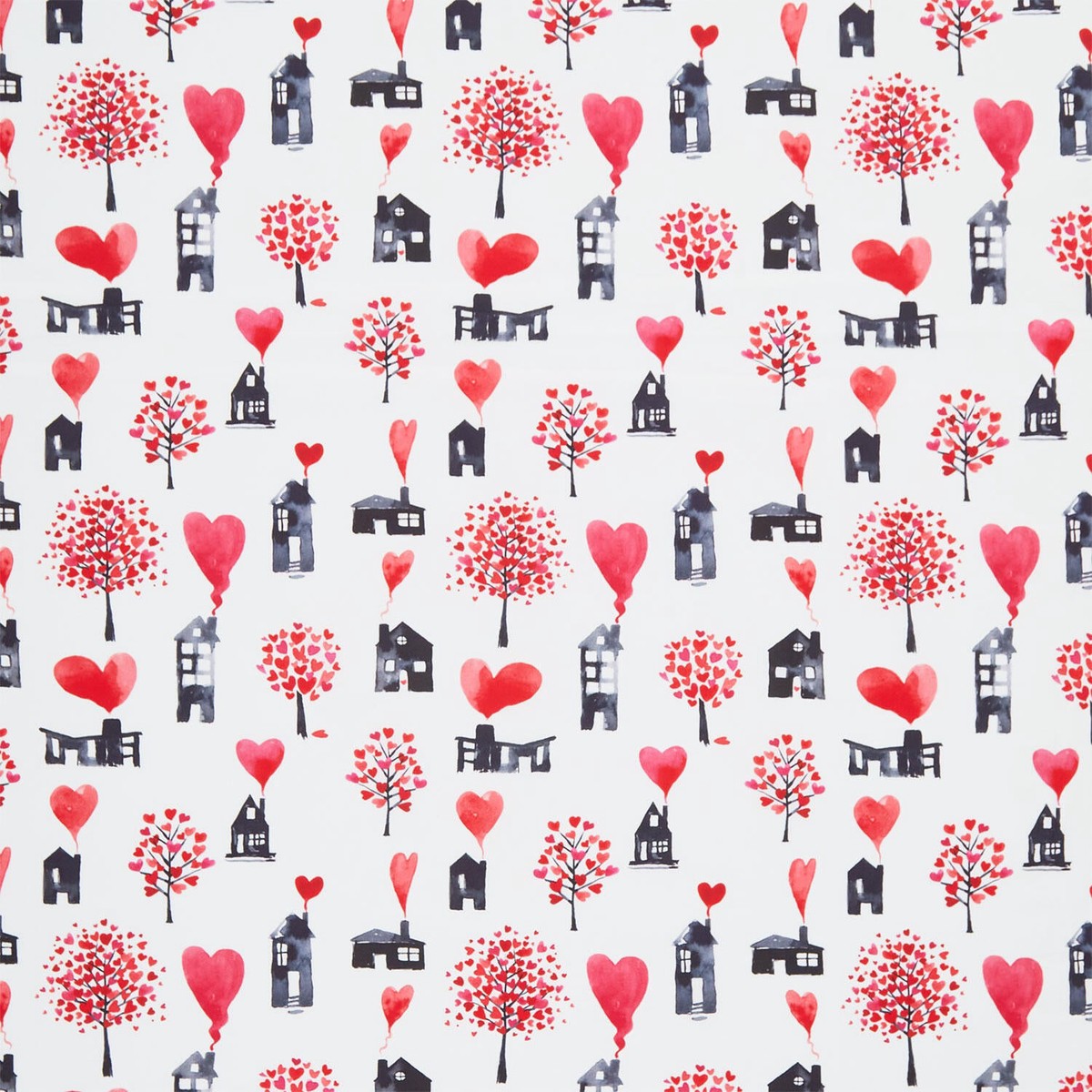 Love Matters - Houses White Yardage