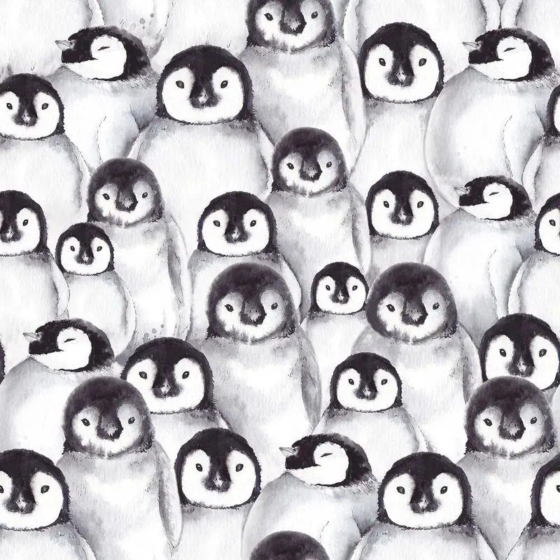 Packed Baby Penguins Fabric