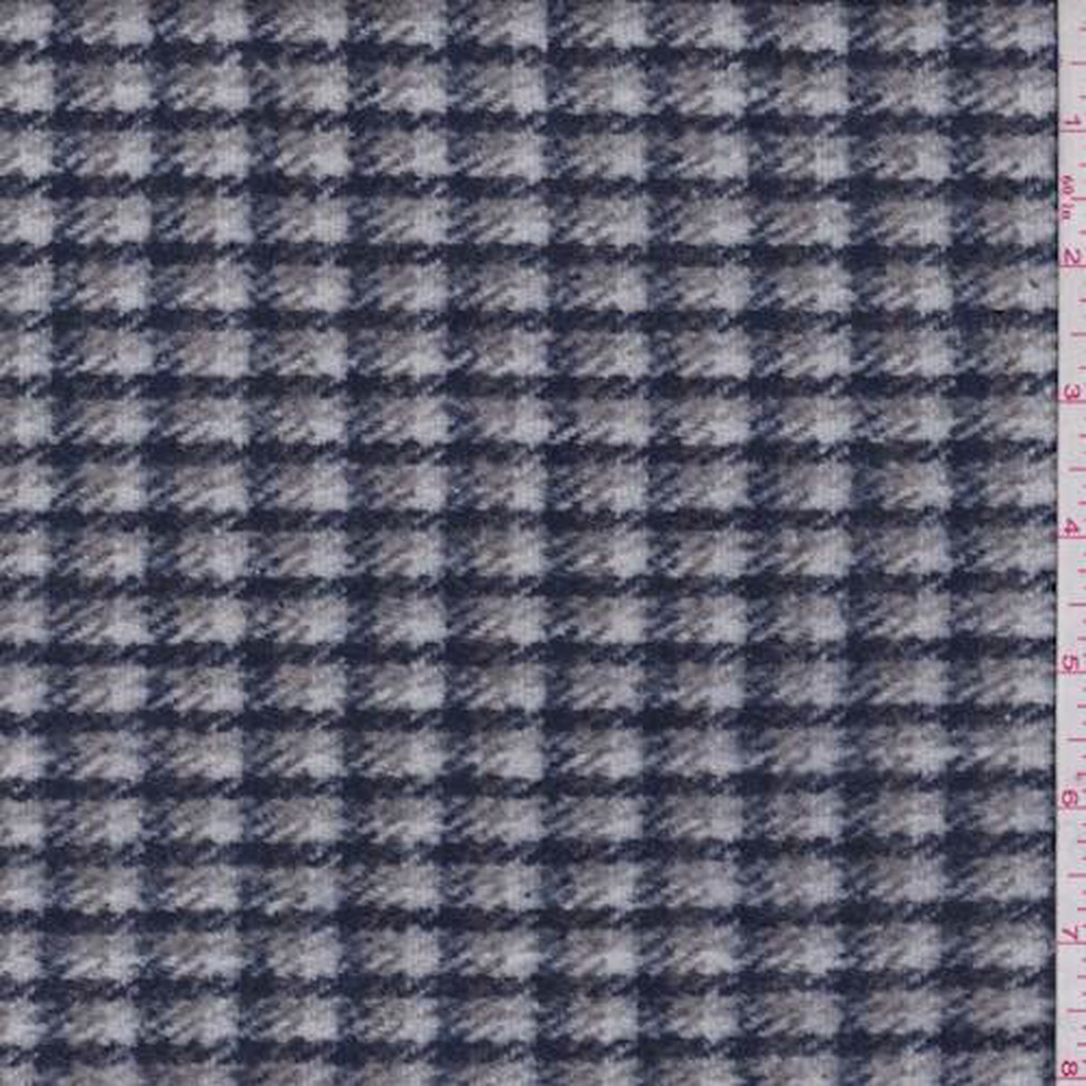 2 1/2 YD PC-White/Navy/Grey Check Wool Blend Coating Fabric