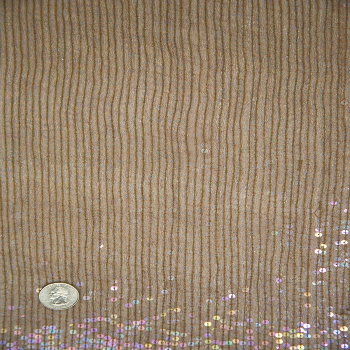 Light Brown Sequins & Beads on Chiffon JEC-132-42 Fabric