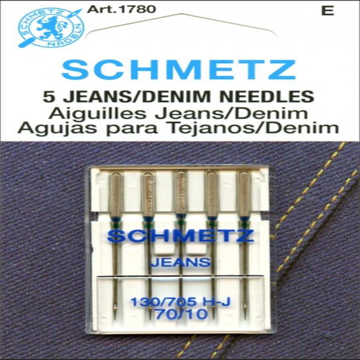 Schmetz 5pk Size 70/10 Jeans Denim Sewing Machine Needles 1780 130/705H-J 15x1