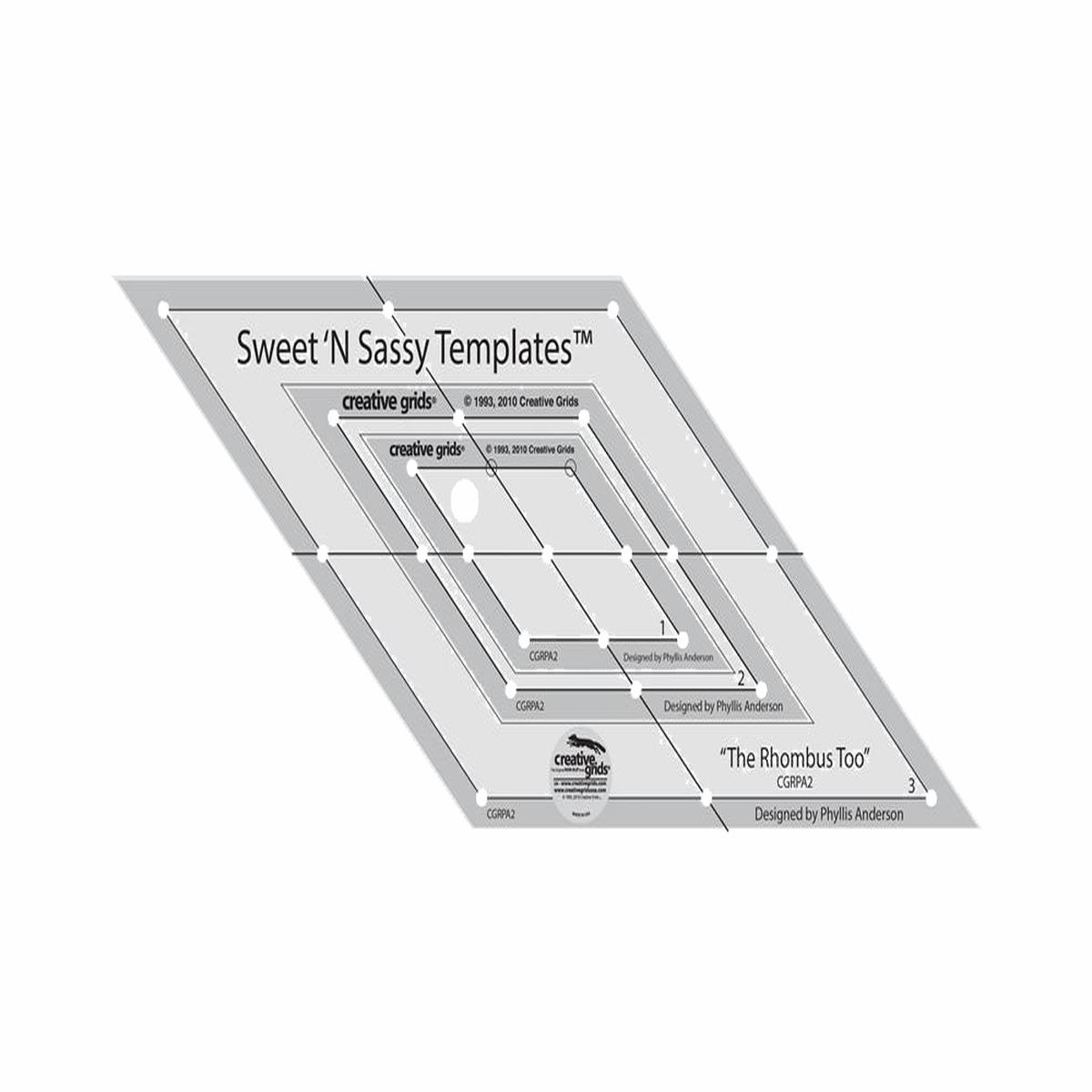 Creative Grids Sweet 'N Sassy Rhombus Too Templates Ruler CGRPA2