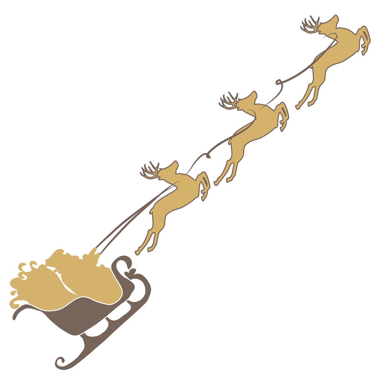 A Golden Christmas Santa in Sleigh Fabric Panel