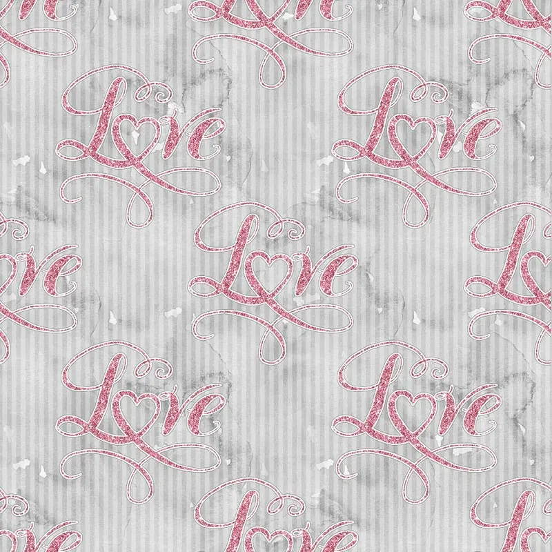 Loving Hearts Love Fabric - Gray