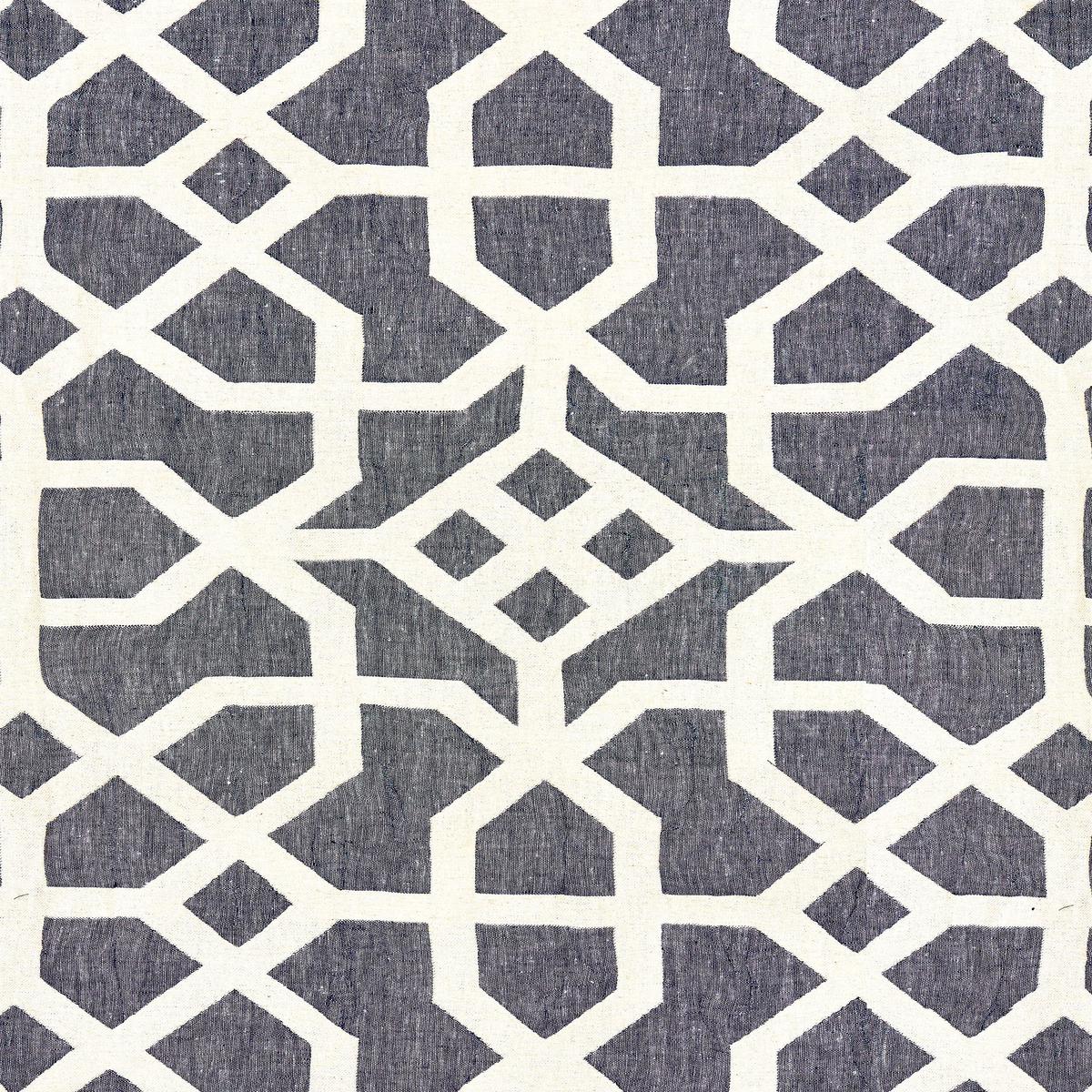 SCALAMANDRE LINEN LATTICE FABRIC INDIGO & GREIGE - SC 000527149 NEW SKU # SC271490005