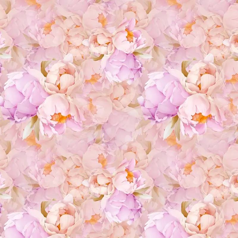 Watercolor Peony Bundles Fabric - Orange