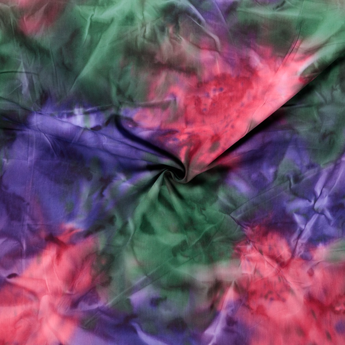 50's Cotton Batik: Tie Dye in Pink, Green & Purple - Per Metre