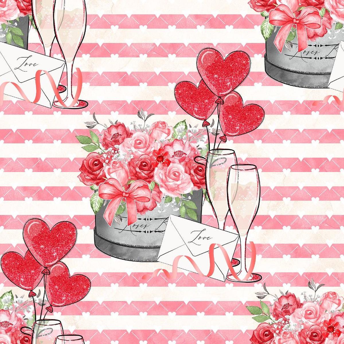 Be My Valentine Pink Stripes Fabric