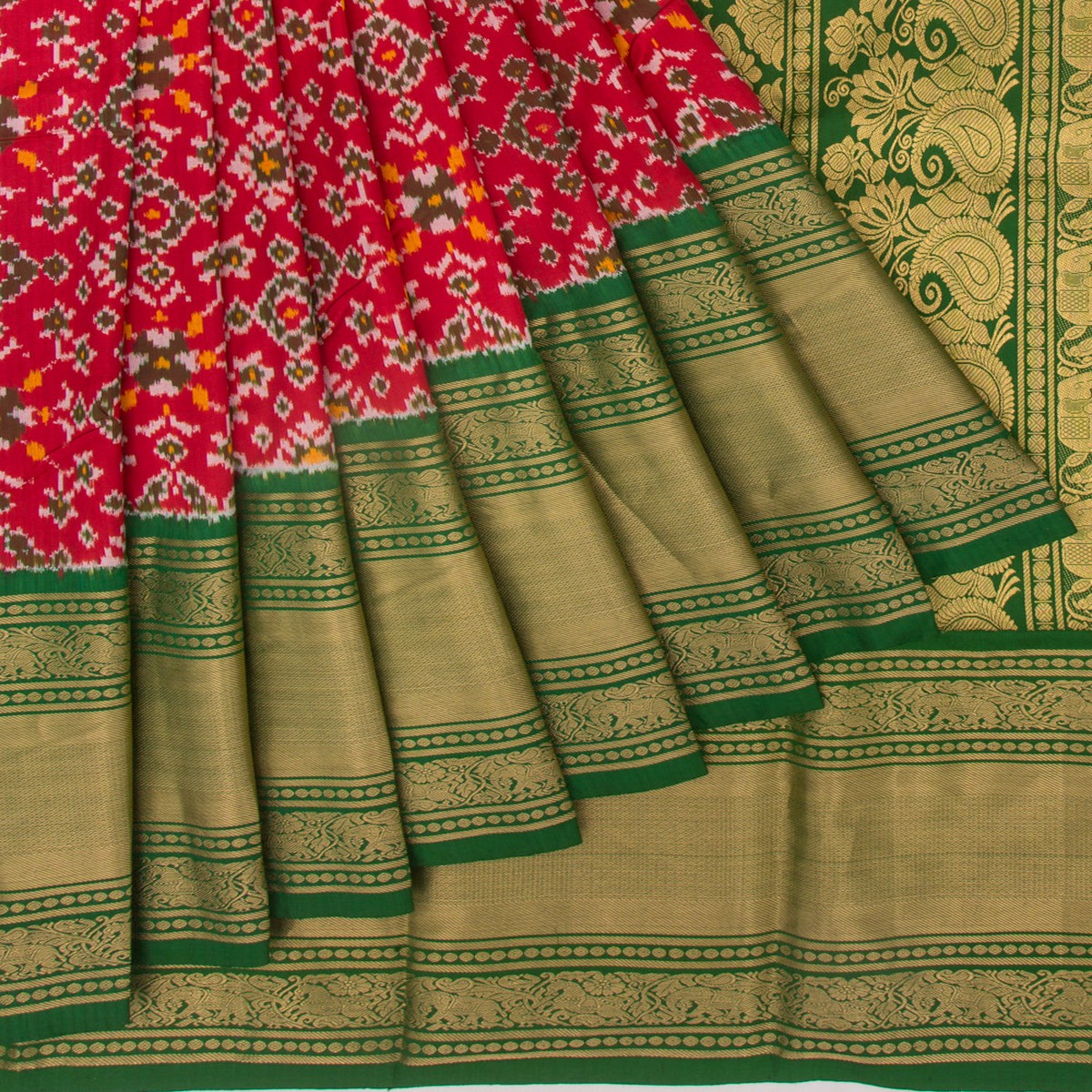 Kanchipuram Silk Ikat Red Saree