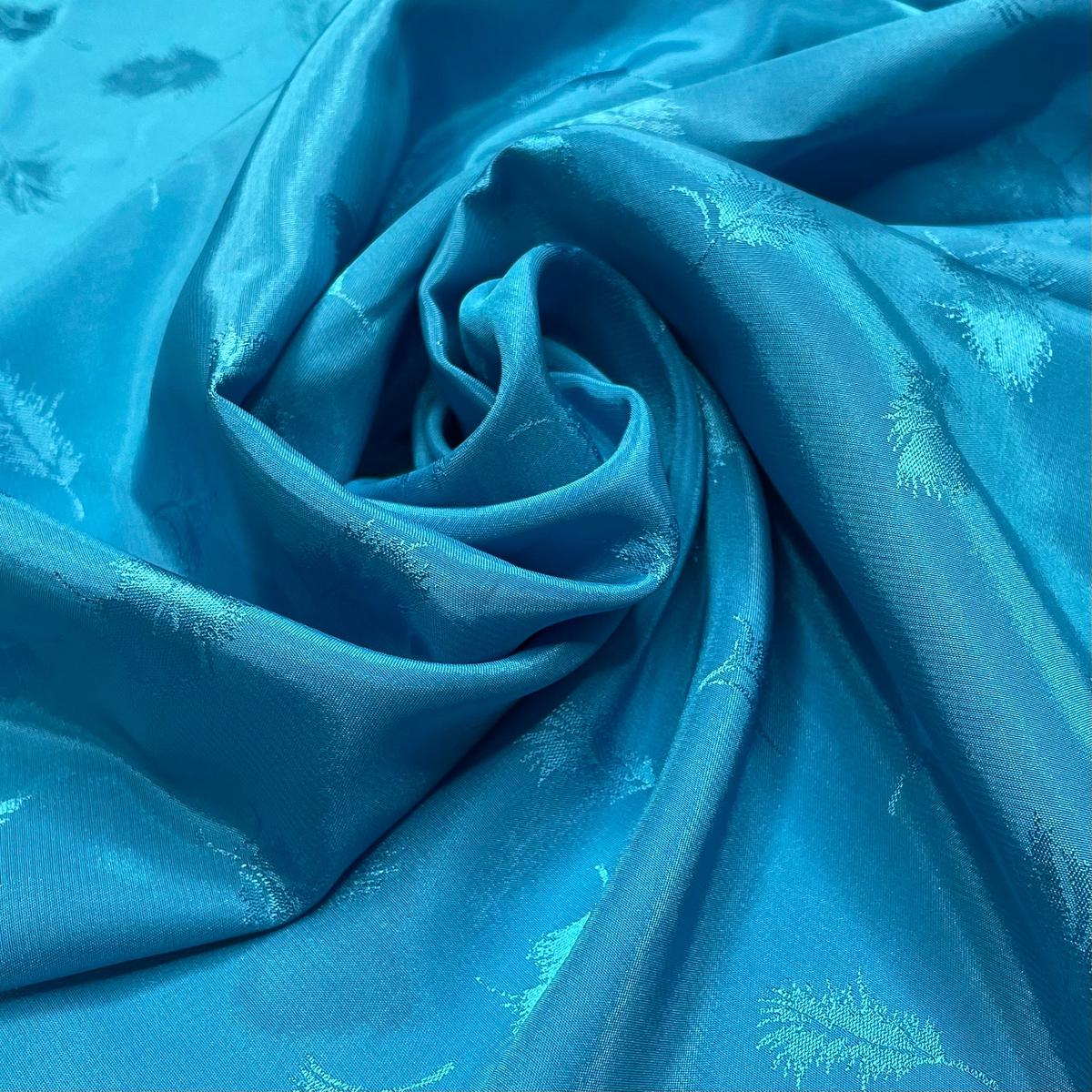 Spending NYE In Bed - Satin Poly Woven - Blue Feathers - 2M Bundle