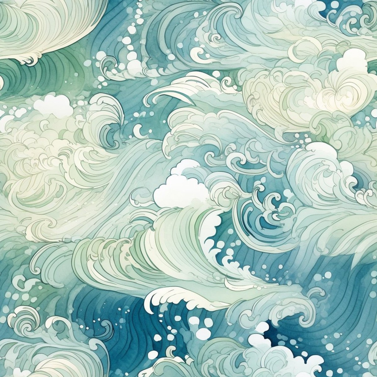Blue Ocean Fishes Pattern 11 Quilting Cotton Fabric