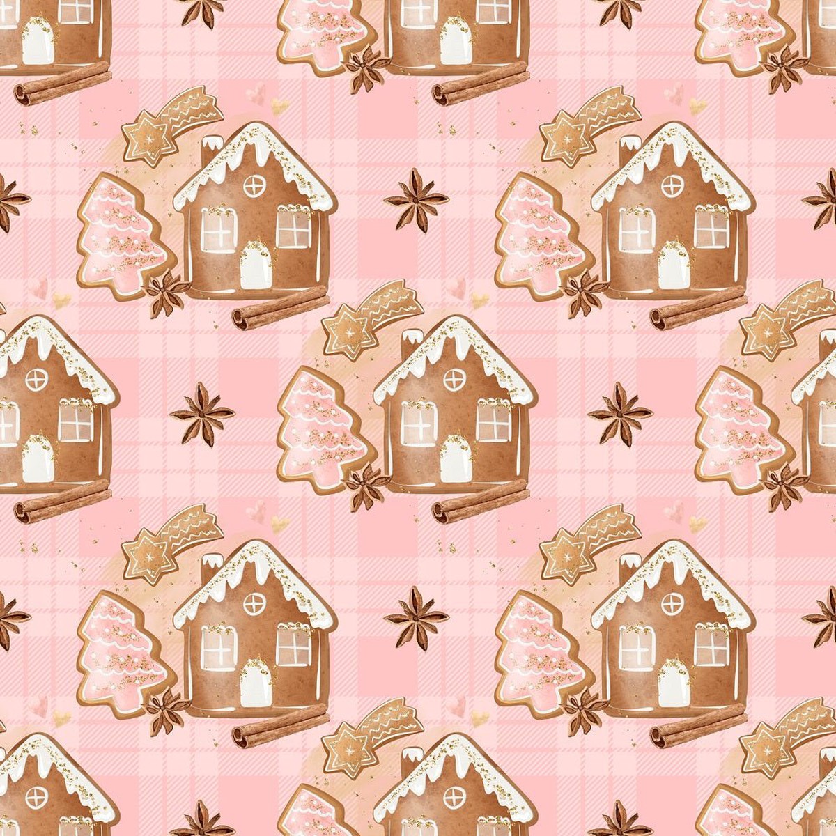 Gingerbread Arrangement On Plaid Fabric - Pink