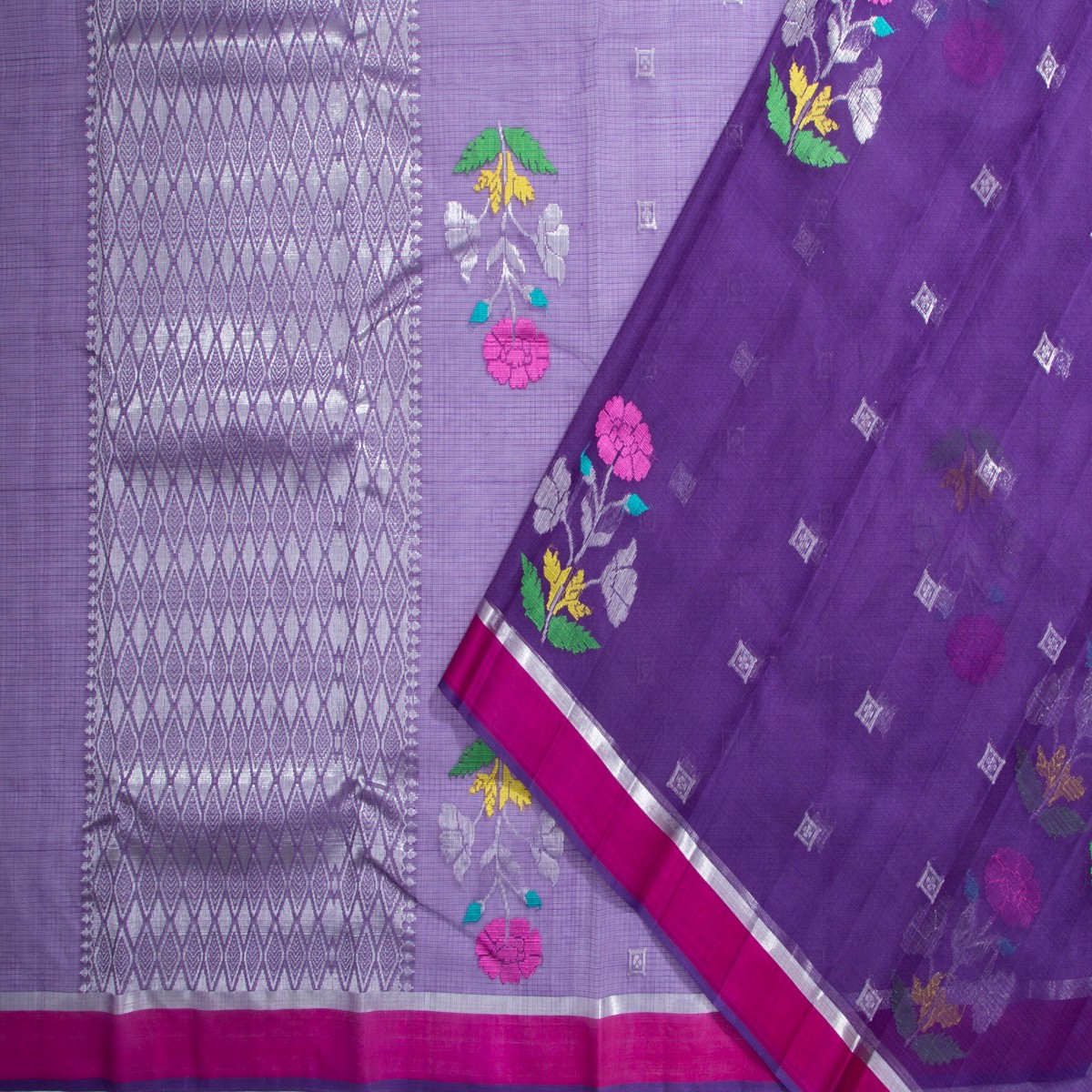 Kota Silk Butta Violet Saree