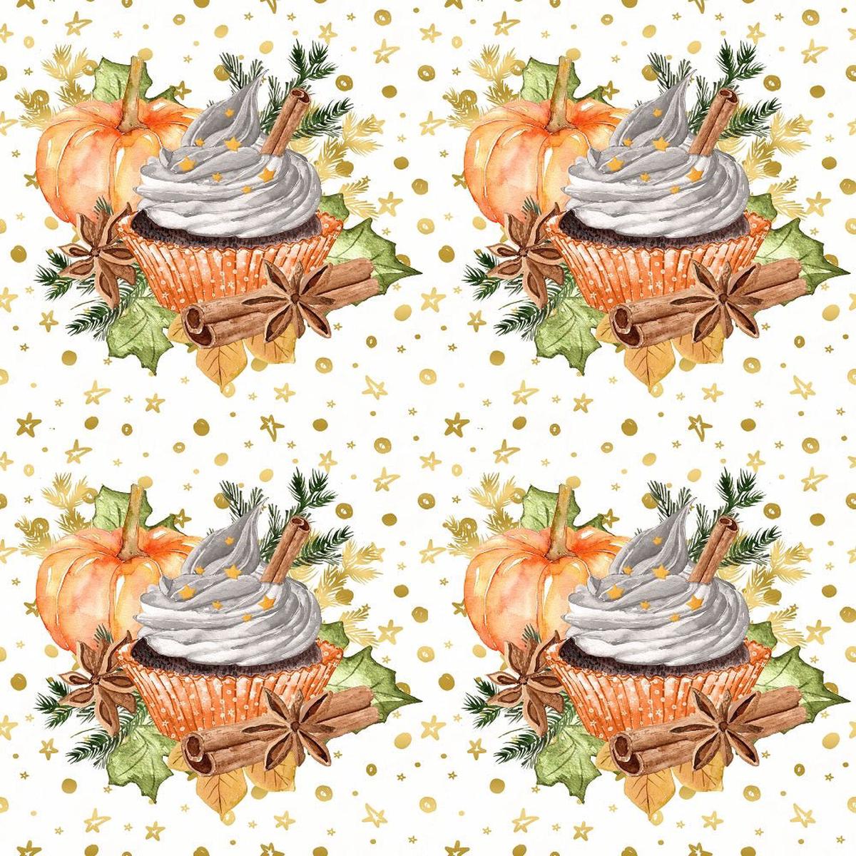 Pumpkin Spice Latte Cupcake on Stars Fabric