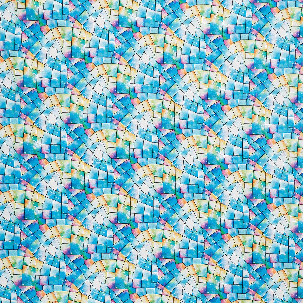 Kaleidoscope 108" - Stained Glass Blue Multi Digitally Printed 108" Wide Backing
