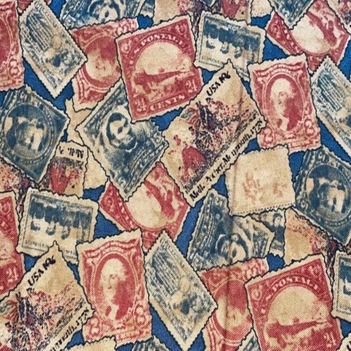 By 1/2 Yd Moda "We the People" Stamps Patriotic Red Blue Fabric by Sandy Gervais