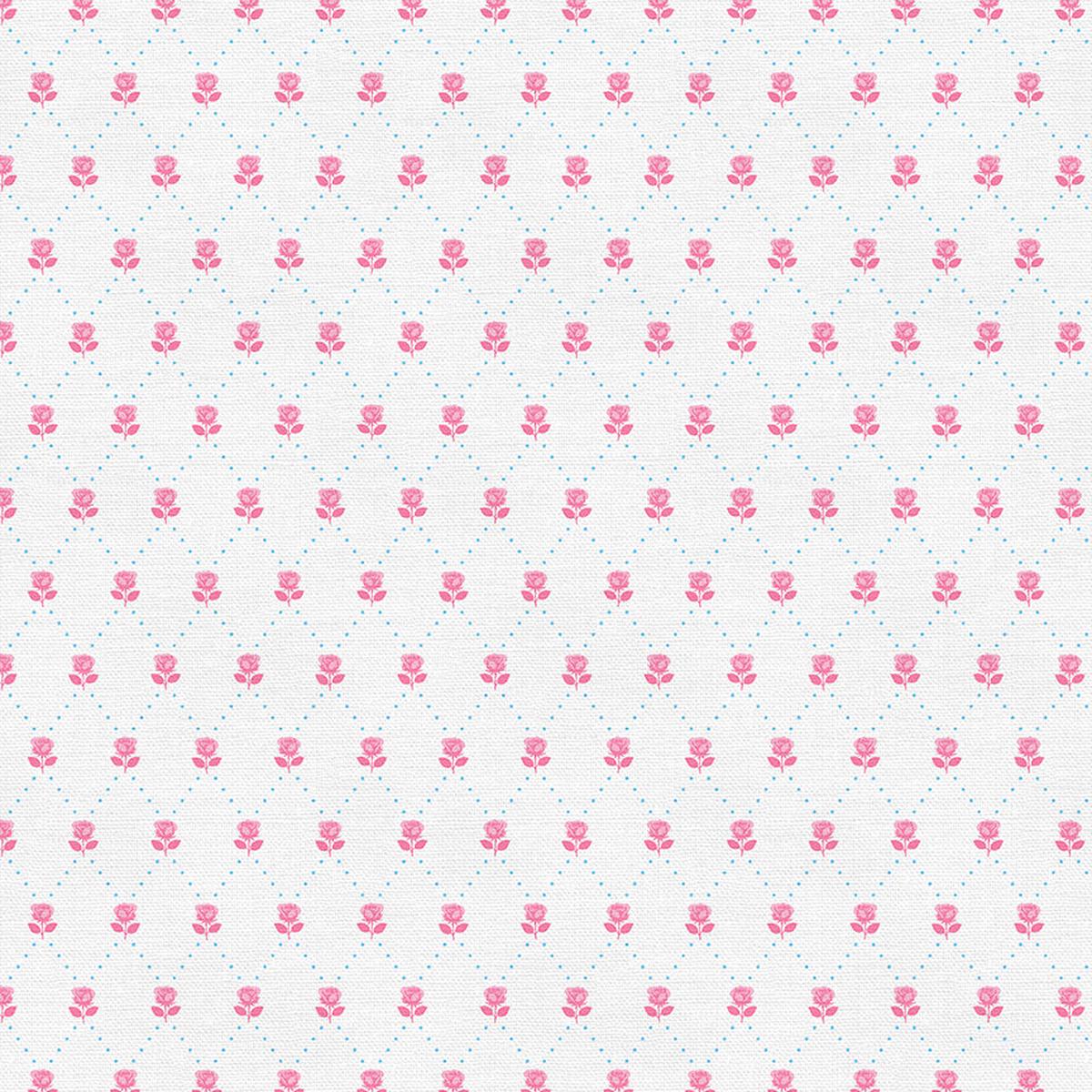 Ditsy Valentines Florals - White/Pink - Cotton Sateen - 60"