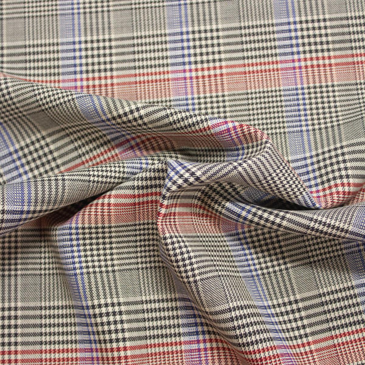 Eduard Multicolour Prince of Wales Wool Suiting Stretch Fabric