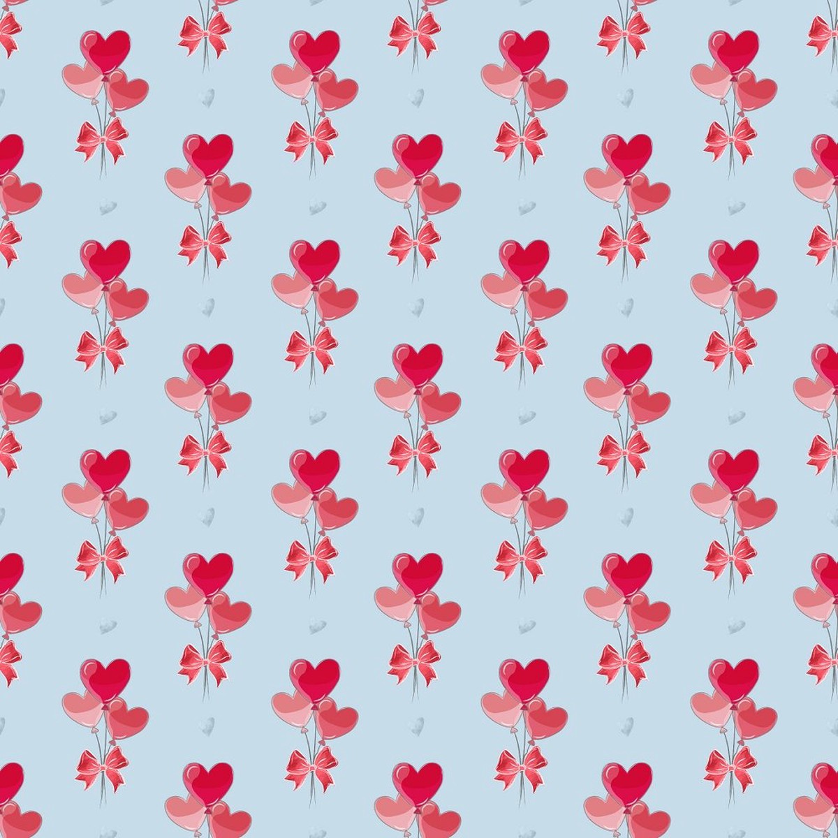 Valentine Balloon Hearts Fabric - Blue